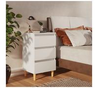 Bedside Cabinet White 40x35x69cm Engineered Wood 3 Drawers Rustic Compact Shelf