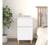 Bedside cabinet White 40x35x70cm Engineered Wood Rustic Single Drawer Legs Tall