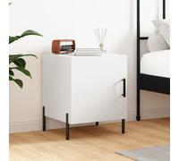Bedside Cabinet White 40x40x50 cm Engineered Wood Metal Feet Single Door Compact