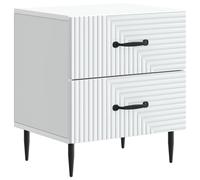 Bedside Cabinet White 43x34.5x47.5cm Engineered Wood 2-Drawer Vintage Metal Legs