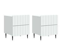 Bedside Cabinet White 43x34.5x49.5cm Engineered Wood 4-Drawer Tapered Legs 2pcs