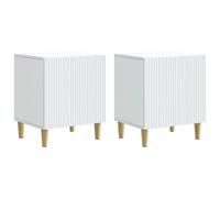 Bedside Cabinet White 43x34.5x50cm Engineered Wood 2pcs Vintage Tapered Legs Set