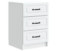 Bedside Cabinet White 43x41x63.5cm Engineered Wood 3 Drawer Vintage Modern Slim