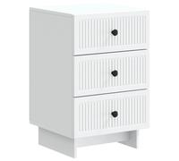 Bedside Cabinet White 43x41x66.5cm Engineered Wood 3 Drawer Retro Nightstand XL