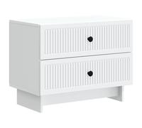 Bedside Cabinet White 62x34.5x47.5cm Engineered Wood 2-Drawer Vintage Storage UK