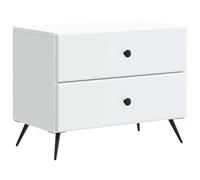 Bedside Cabinet White 62x34.5x47.5cm Engineered Wood 2 Drawers Compact Storage.