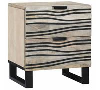 Bedside Cabinet White & Black Solid Acacia Wood 40x33x46 cm Drawer Rustic Small