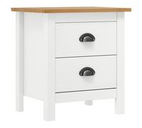 Bedside Cabinet White & Brown 46x35x49.5cm Solid Pine Wood Compact 2-Drawer Slim