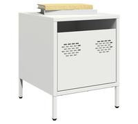 Bedside Cabinet White Cold-Rolled Steel 35x39x43.5cm 1 Drawer Industrial Set 2pc