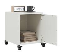 Bedside cabinet white cold-rolled steel 36x39x43.5cm with wheels & handle extra