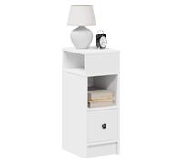 Bedside cabinet White Engineered Wood 25x31x66 cm 1 Drawer Open Shelves 60kgLoad
