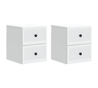Bedside Cabinet White Engineered Wood 33x34.5x40cm WallMounted 4 Drawer 2pcs Set