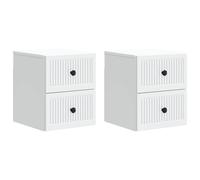 Bedside Cabinet White Engineered Wood 33x34.5x40cm WallMounted 4 Drawer 2pcs Set
