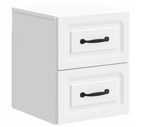 Bedside Cabinet White Engineered Wood 34.5x33x40cm Wall-Mounted 2 Drawer Minimal