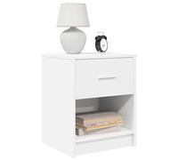 Bedside Cabinet White Engineered Wood 40x34x50 cm 2 pcs Drawer High-Gloss Finish