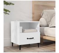 Bedside Cabinet White Engineered Wood 40x35x47.5cm Compact Drawer Nightstand UK