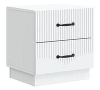 Bedside Cabinet White Engineered Wood 43x34.5x44.5cm 2 Drawer Vintage-ModernSlim