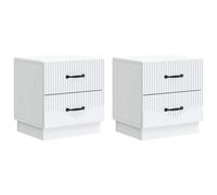 Bedside Cabinet White Engineered Wood 43x34.5x44.5cm 4 Drawer 2pcs Vintage-Style