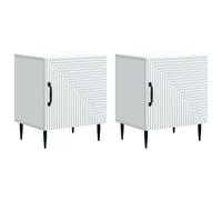 Bedside Cabinet White Engineered Wood 43x34.5x50cm 2-Pack Mid-Century Nightstand