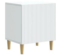 Bedside Cabinet White Engineered Wood 43x34.5x50cm Mid-Century Tapered Legs Slim