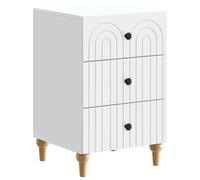 Bedside Cabinet White Engineered Wood 43x41x66.5cm 3 Drawer Modern Nightstand UK