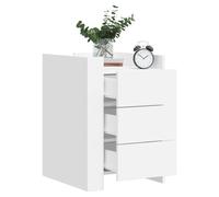 Bedside Cabinet White Engineered Wood 45 x 50 x 65 cm 3-Drawer Nightstand Modern