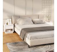 Bedside Cabinet White Engineered Wood 45x34x44 cm 2pc Nightstand Drawer Compact