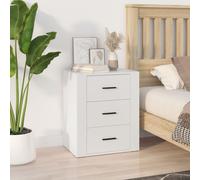 Bedside Cabinet White Engineered Wood 50x36x60 cm 3Drawer Modern Slim Nightstand