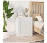 Bedside cabinet White Engineered Wood 50x36x60 cm Rustic Nightstand Drawer Slim
