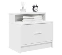 Bedside Cabinet White Engineered Wood 51x31x47cm 1 Drawer Open Shelf Modern Slim
