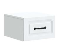Bedside Cabinet White Engineered Wood Wall-Mounted 34.5x33x20cm Drawer with LED