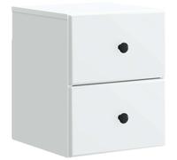 Bedside cabinet White Engineered Wood Wall-Mounted 34.5x33x40cm 2-Drawer Compact