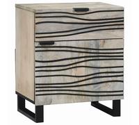 Bedside Cabinet White Solid Mango Wood 50 x 33 x 60 cm 1 Drawer Textured Storage