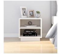 Bedside Cabinet White Solid Pinewood 2-Shelf Modern Nightstand 40x34x40 Set of 2