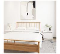 Bedside cabinet White solid pinewood 35x34x32 cm modern side table compact set