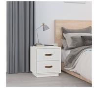 Bedside Cabinet White Solid Pinewood 40x34x45cm 2-Drawer Nightstand Small Rustic