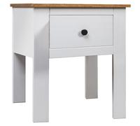 Bedside Cabinet White Solid Pinewood 46x40x57 cm 1 Drawer Modern Nightstand Eco