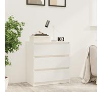 Bedside Cabinet White Solid Pinewood 60x36x64 cm 3-Drawer Nightstand Untreated.