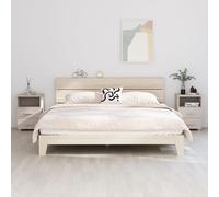 Bedside cabinet white solid pinewood & MDF 40x35x62 cm 2 drawers open shelf mini