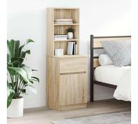 Bedside Cabinet White Sonoma Oak 39x35x125cm Engineered Wood Nightstand TallSlim
