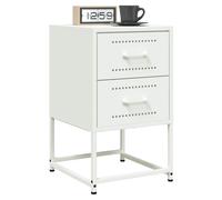 Bedside Cabinet White Steel 36x39x60.5cm Industrial Nightstand 1-Drawer Compact