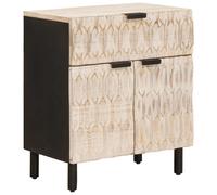 Bedside Cabinet White Wash Solid Mango Wood 1 Drawer Compact 50x33x60 cm Bedroom