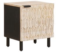 Bedside Cabinet Whitewash Mango Wood 40x33x46 cm Solid Mango & Engineered Hinge