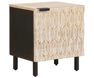 Bedside Cabinet Whitewash Mango Wood 40x33x46 cm Solid Mango & Engineered Hinge