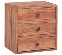 Bedside Cabinet with 3 Drawers Nightstand Bed Table Solid Mahogany Wood vidaXL