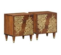 vidaXL Bedside Cabinet Nightstand – Solid Mango Wood, Honey Brown, 40x33x46 cm, Matte, with Door