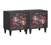 Bedside Cabinet with Door Black Solid Mango Wood Table Small Nightstand vidaXL