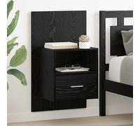 Bedside Cabinet Floating Wall-Mounted Black Oak 48.5x32.5x80cm Engineered Wood