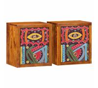 Bedside Cabinet with Drawer Brown Solid Acacia Wood Rustic Nightstand vidaXL