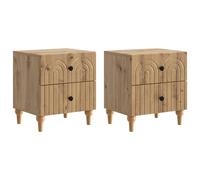 vidaXL Bedside Cabinet 2 pcs Black 43 x 34.5 x 48 cm Engineered Wood